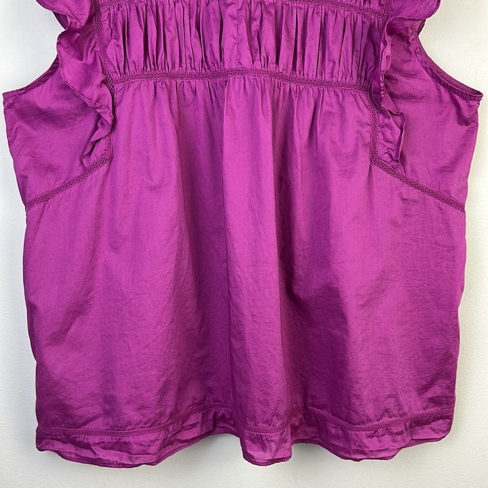 Rails Filomena Top in Berry Size L Feminine Ruffles Flutter Sleeves Airy Cotton - Picture 14 of 16